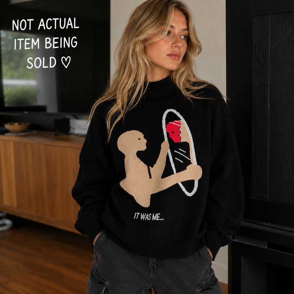 SAALT Studio Design by Joseph Padayachee Graphic Mock Neck Sweater M